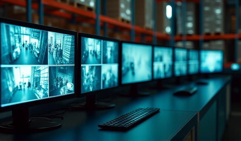 Security monitoring station at warehouse
